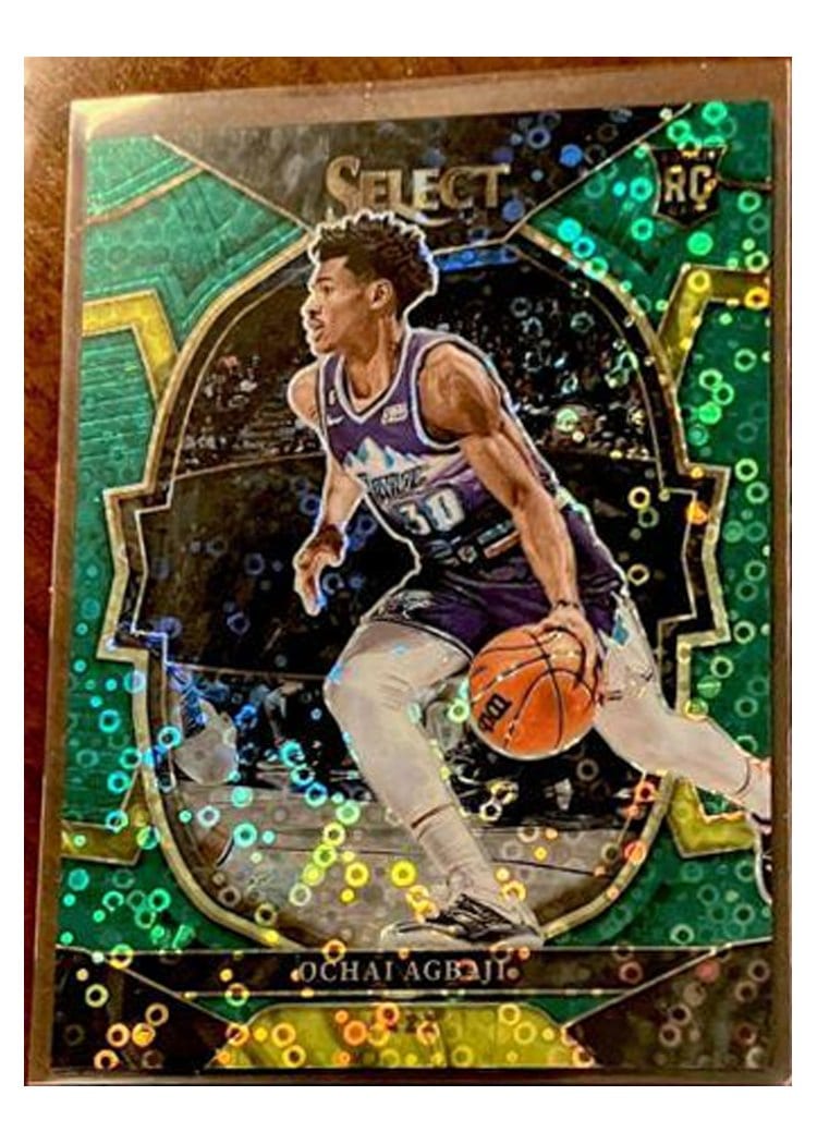 2022-23 Panini Select Base Set Ochai Agbaji Green Disco Prizm #289 card