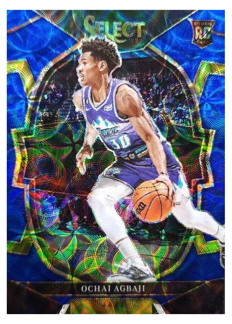 2022-23 Panini Select Base Set Ochai Agbaji Blue Scope Prizm #96 card