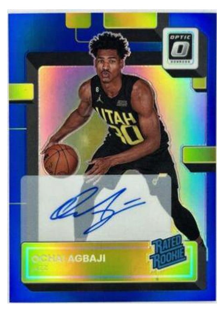 2022 Panini Donruss Optic Ochai Agbaji Signature Blue #205 card