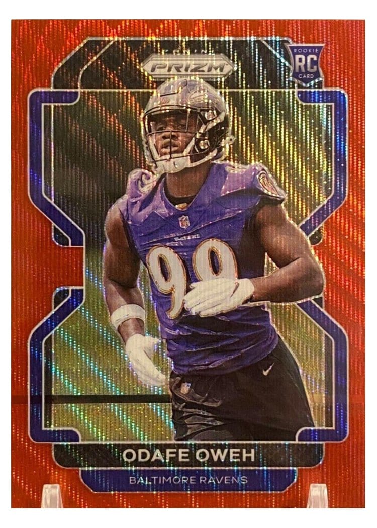 2021 Panini Prizm Base Set Odafe Oweh Red Wave Prizm #380 card