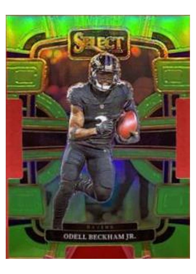 2023 Panini Select Base Set Odell Beckham Jr. Neon Green Prizm Die-Cut #9 card