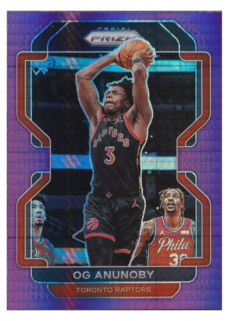 2021-22 Panini Prizm Base Set OG Anunoby Purple Hyper Prizm #206 card