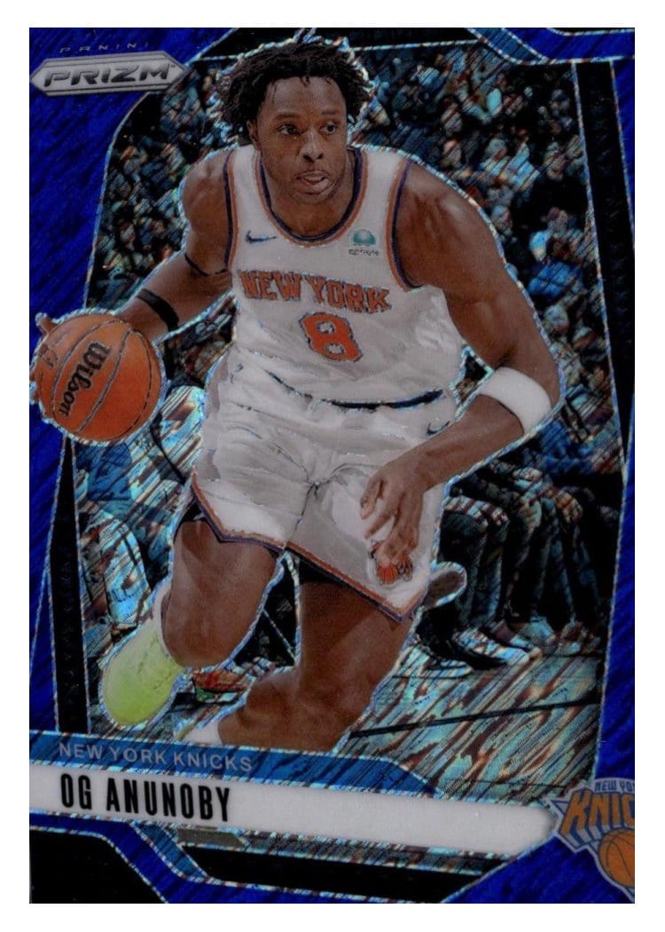2024-25 Panini Prizm Base Set OG Anunoby Blue Shimmer FOTL #149 card