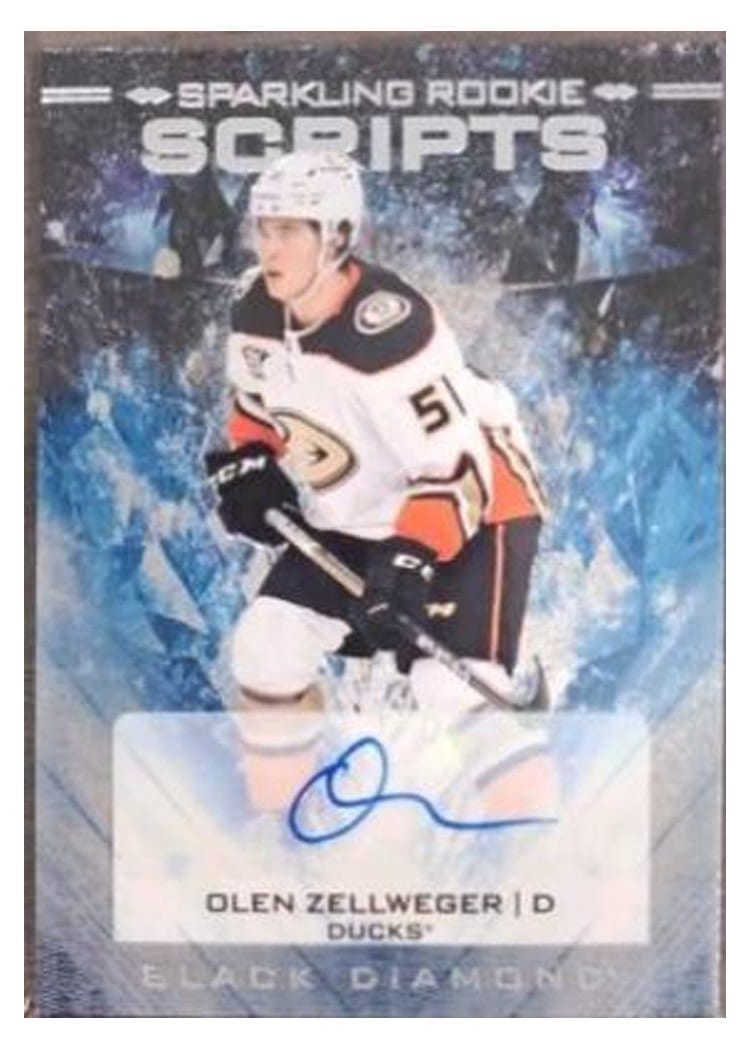 2024-25 Upper Deck Black Diamond Sparkling Rookie Scripts Olen Zellweger #SRS-OZ card