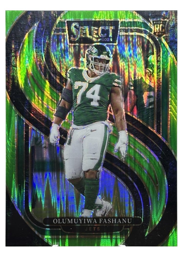 2024 Panini Select Base Set Olumuyiwa Fashanu Neon Green Prizm Shock #192 card