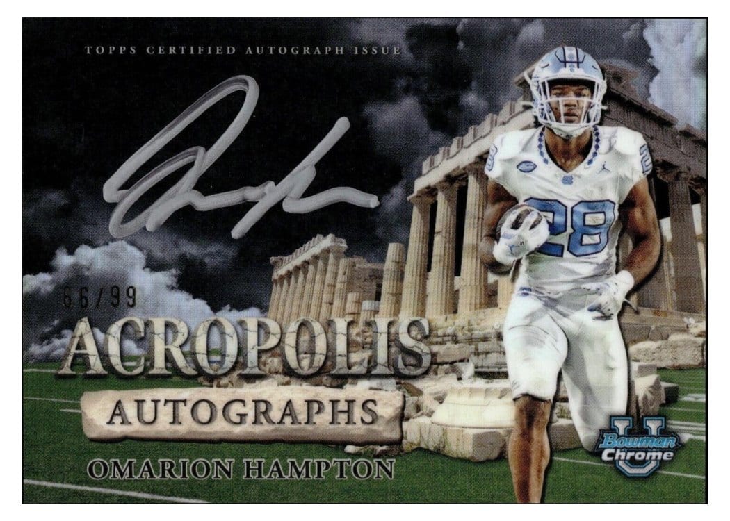 2024 Bowman University Chrome Acropolis Autographs Set Omarion Hampton #AA-OH