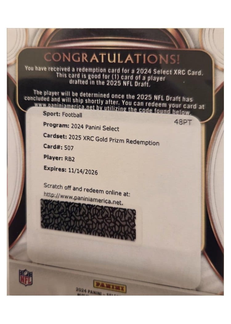 2024 Panini Select 2025 XRC Prizm Redemption Omarion Hampton #507 card