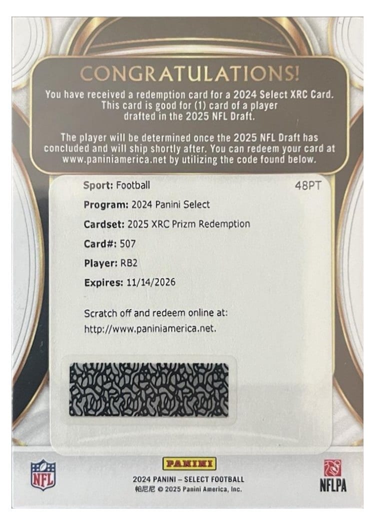 2024 Panini Select 2025 XRC Prizm Redemption Omarion Hampton #507 card