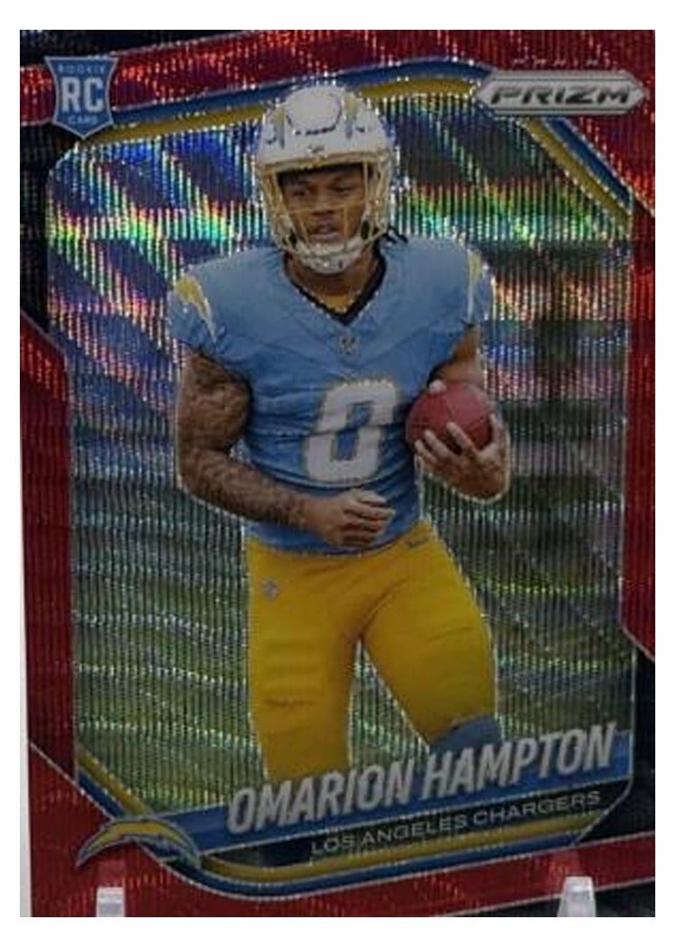 2025 Panini Prizm Base Set Omarion Hampton Red Wave #355 card
