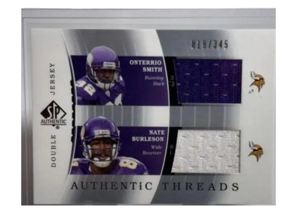 2003 SP Authentic Threads Onterrio Smith #JC-OS card