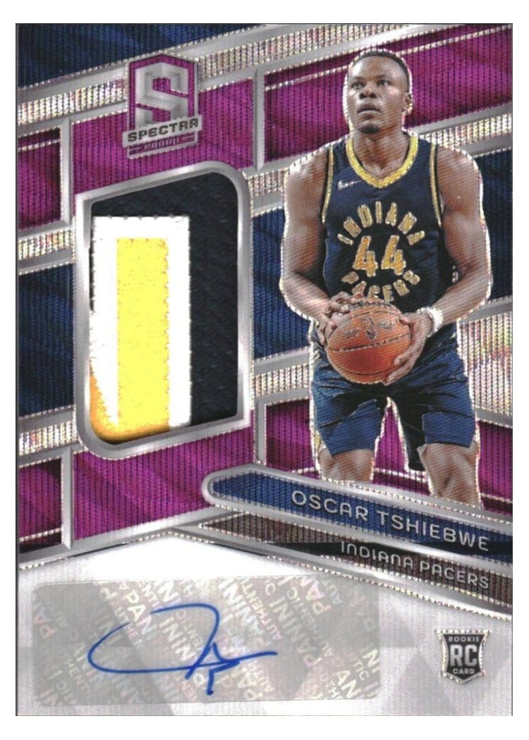 2023-24 Panini Spectra Base Set Oscar Tshiebwe Purple Wave FOTL Jersey Autograph #209 card