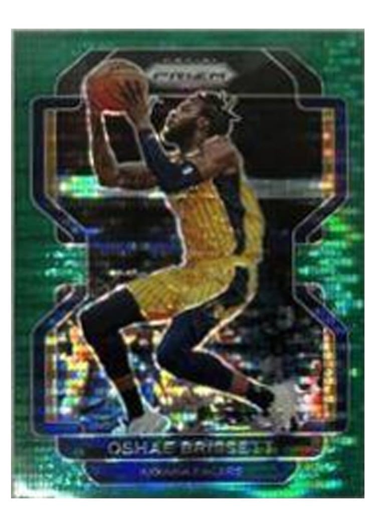 2021-22 Panini Prizm Base Set Oshae Brissett Green Pulsar Prizm #138 card