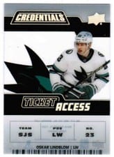 2022-23 Upper Deck Credentials Acetate Ticket Access Oskar Lindblom #TA-OL card