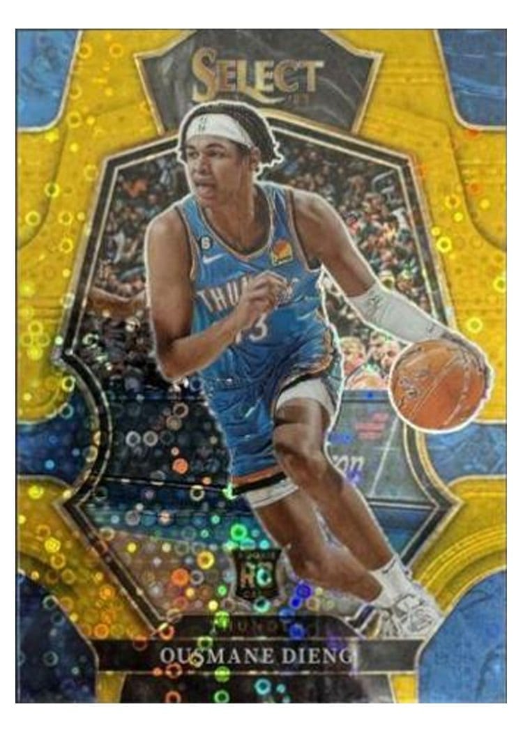 2022-23 Panini Select Base Set Ousmane Dieng Gold Disco Prizm #190 card