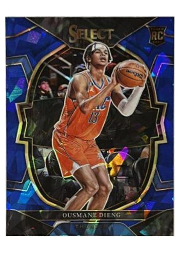 2022-23 Panini Select Base Set Ousmane Dieng Blue Cracked Ice Prizm #267 card