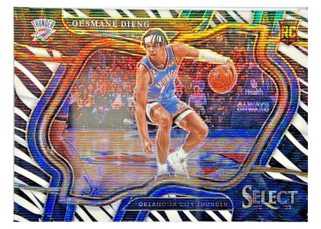 2022-23 Panini Select Base Set Ousmane Dieng Zebra Prizm #267 card