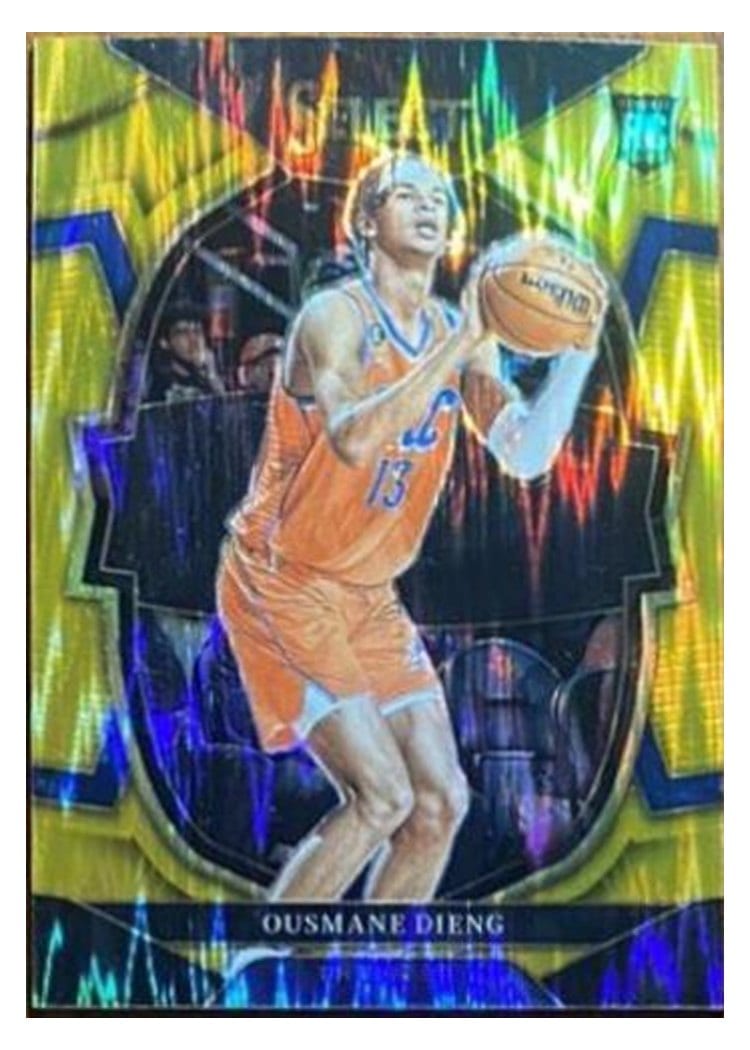 2022-23 Panini Select Base Set Ousmane Dieng Gold Flash Prizm #76 card