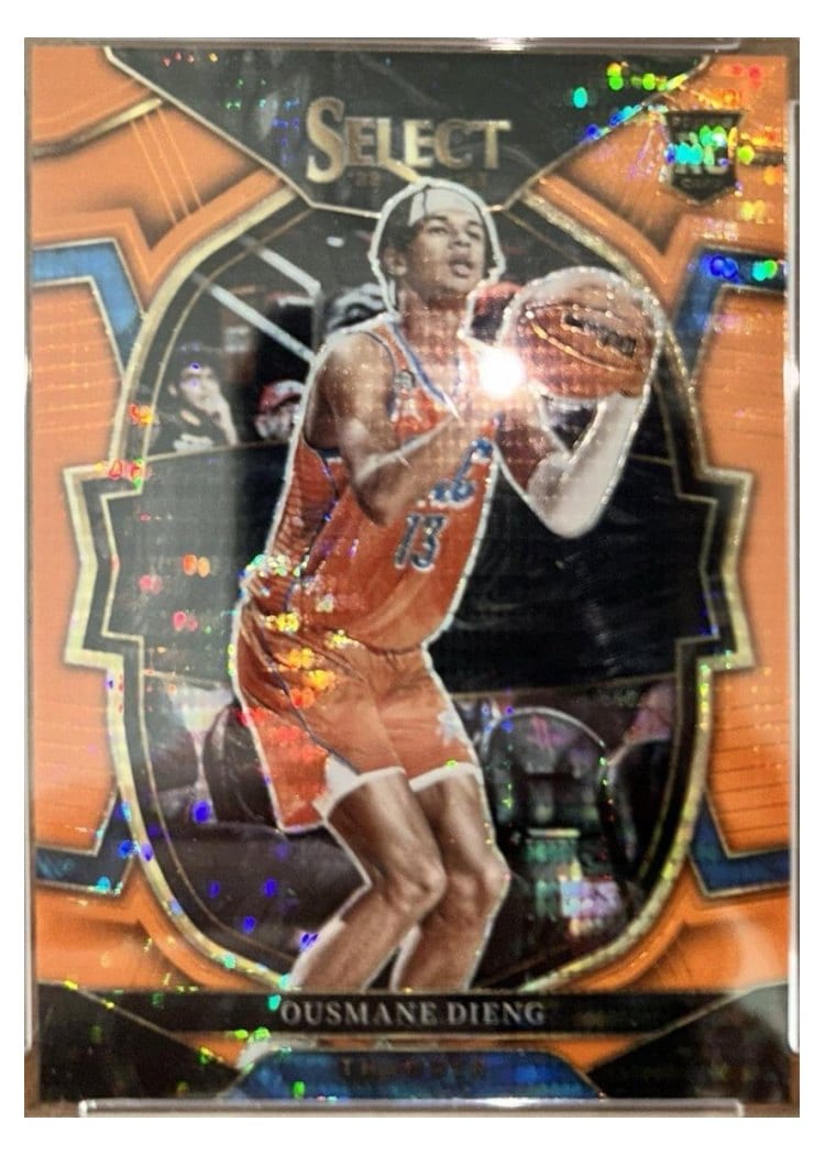 2022-23 Panini Select Base Set Ousmane Dieng Neon Orange Pulsar Prizm #76 card