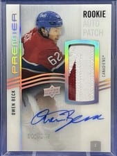 2023-24 Upper Deck Premier Acetate Rookie Autograph Patch Owen Beck #AR-OB card