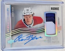 2023-24 Upper Deck Premier Horizontal Acetate Rookie Autograph Patch Owen Beck #AHR-OB card
