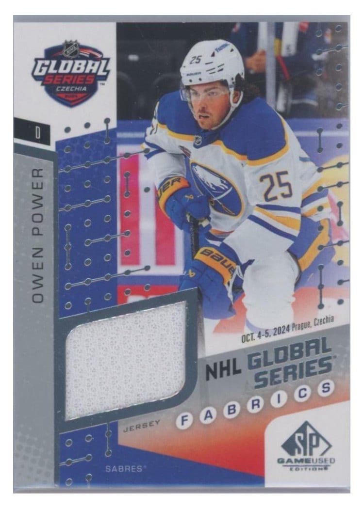 2025-26 SP Game Used 2024 Global Series Devils vs. Sabres Fabrics Owen Power #GSF1-12 card