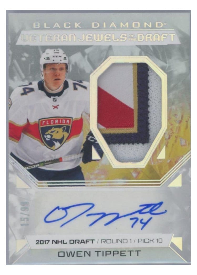 2025-26 Upper Deck Black Diamond Jewels of the Draft Auto Patch Owen Tippett #VJD-OT card
