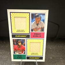 2025 Topps Heritage Dual Player MLB Collection Relics Ozzie Albies / Ronald Acuna Jr. #DPMCR-AAC card