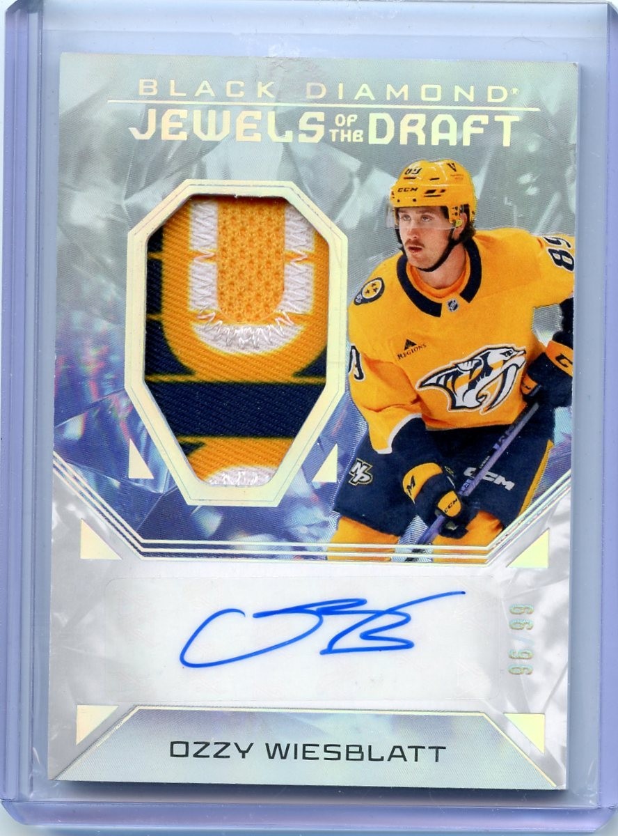 2025-26 Upper Deck Black Diamond Jewels of the Draft Rookies Auto Patch Ozzy Wiesblatt #JD-OW card
