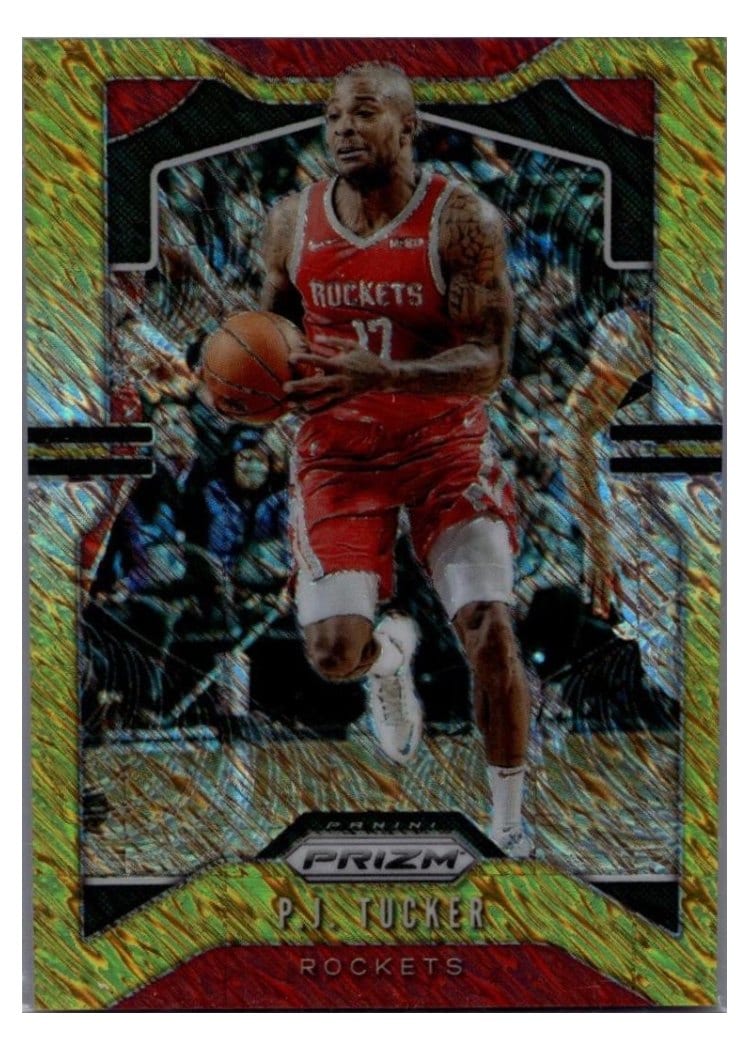 2019-20 Panini Prizm Base Set P.J. Tucker Gold Shimmer Prizm #111 card