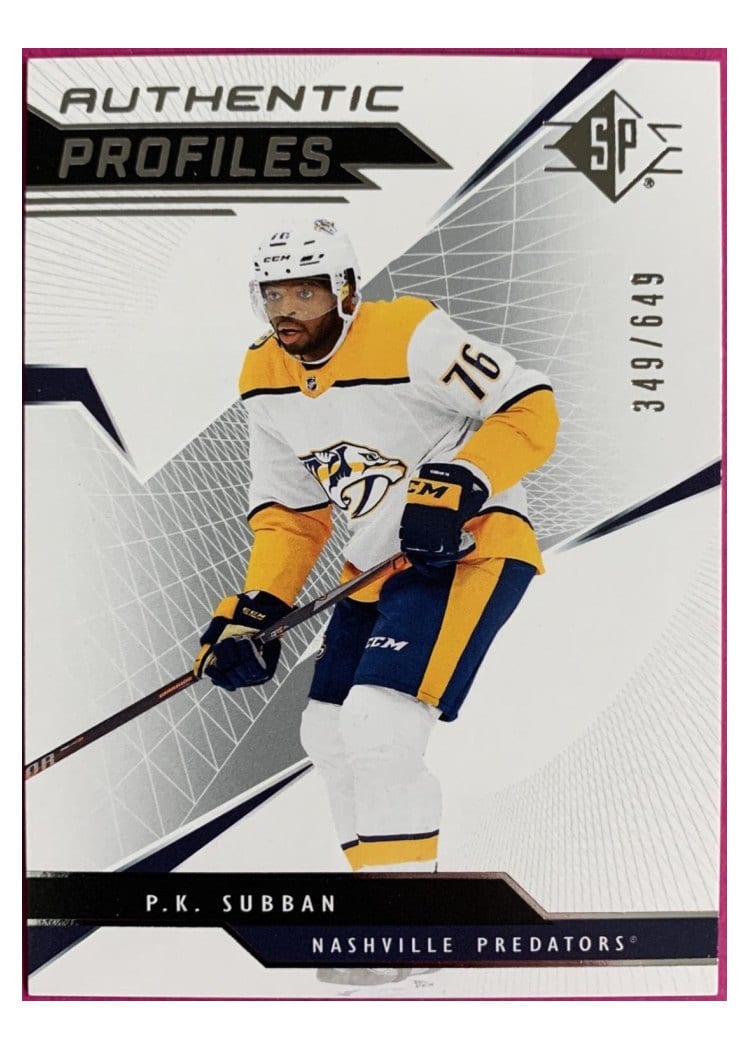 2018 SP Authentic Profiles P.K. Subban #AP-PS card