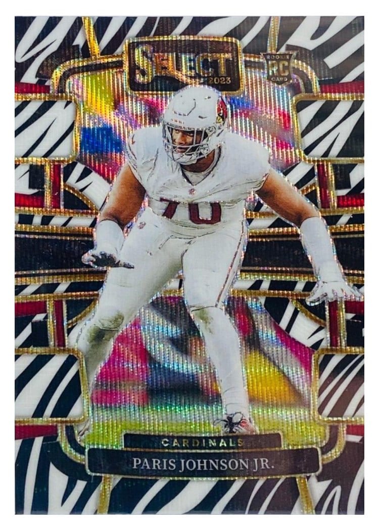 2023 Panini Select Base Set Paris Johnson Jr. Zebra Prizm #3 card