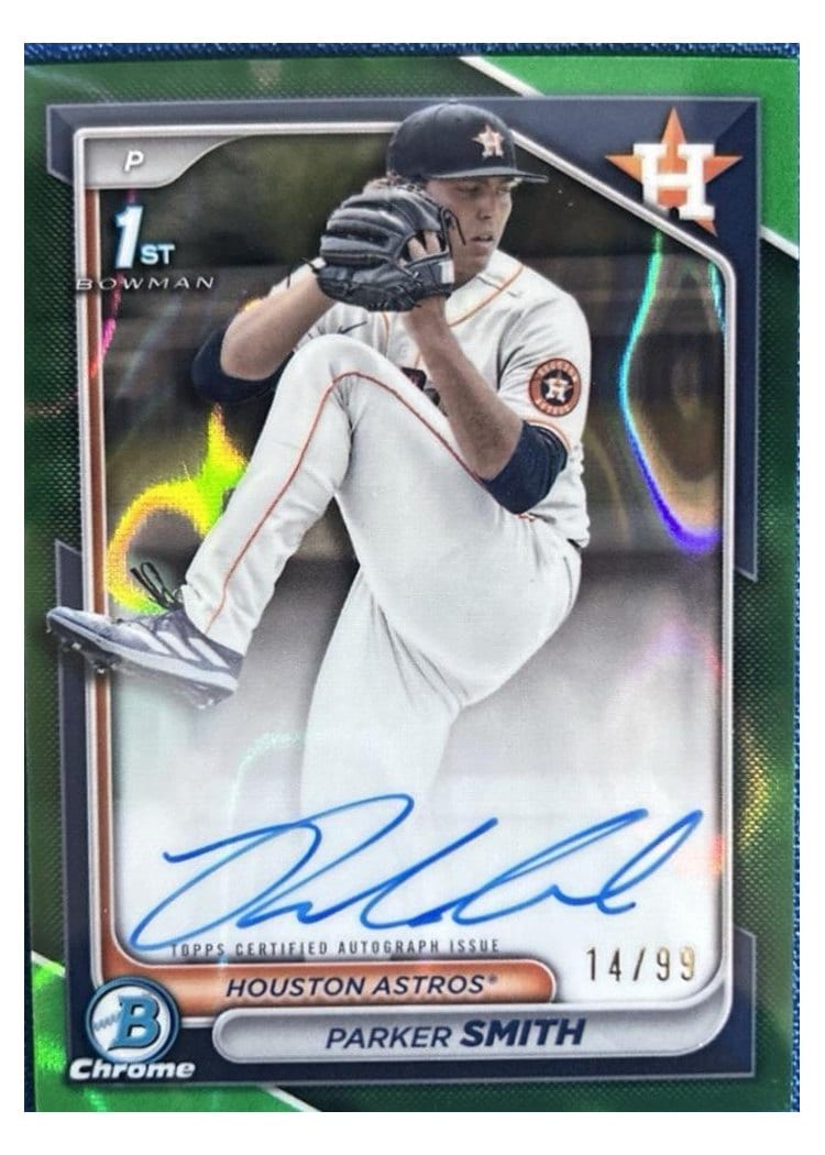 2024 Bowman Draft Chrome Prospect Autographs Parker Smith Green Refractor #CPA-PSM card
