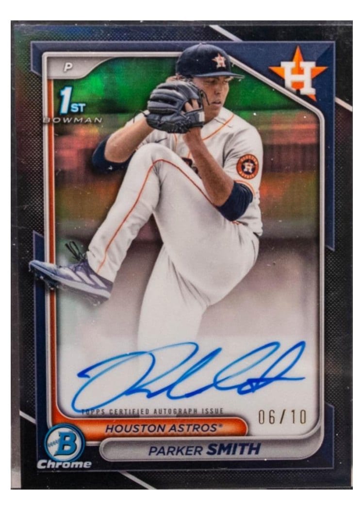 2024 Bowman Draft Chrome Prospect Autographs Parker Smith Black Refractor #CPA-PSM card