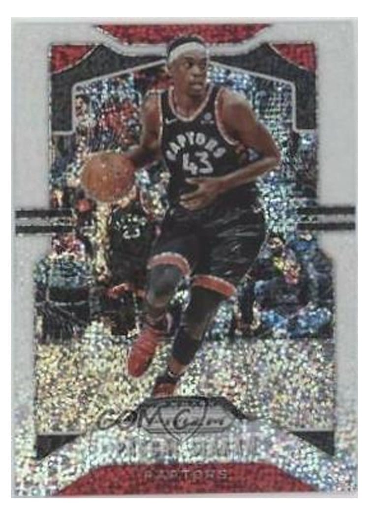 2019-20 Panini Prizm Base Set Pascal Siakam White Sparkle Prizm #156 card