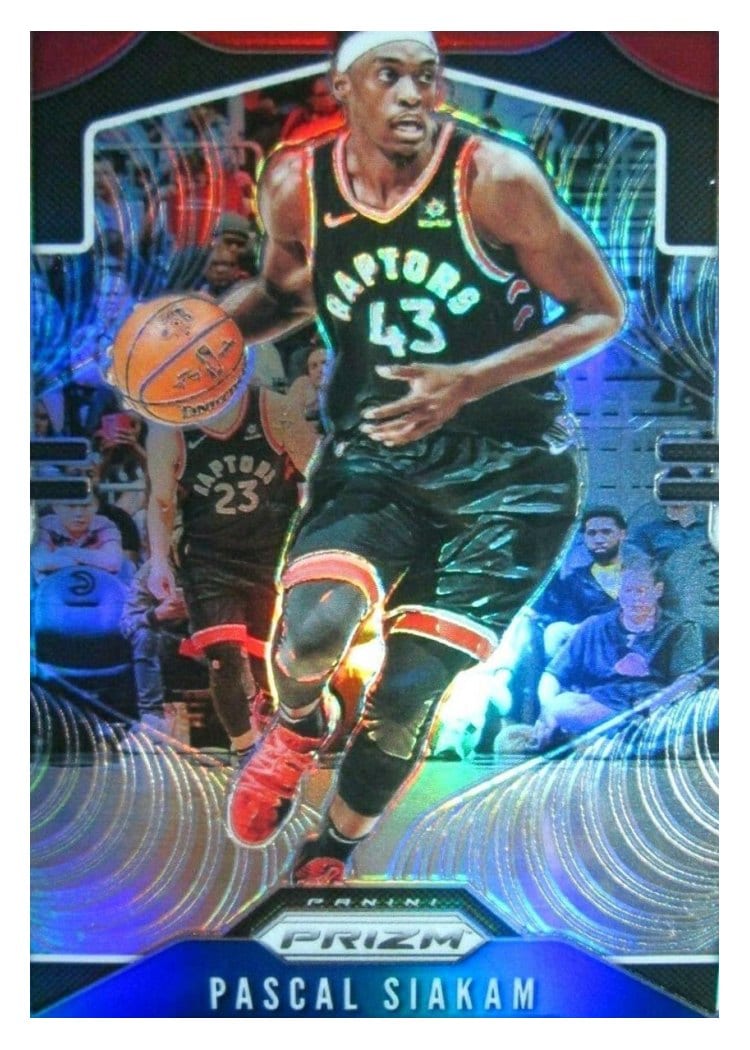 2019-20 Panini Prizm Base Set Pascal Siakam Red, White, and Blue Prizm #156 card