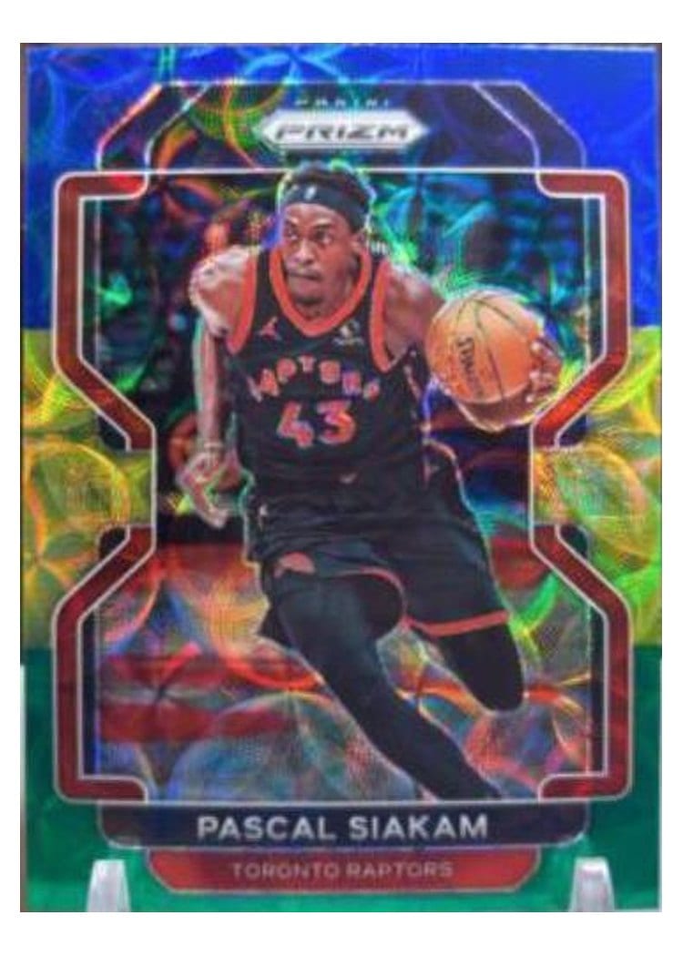 2021-22 Panini Prizm Base Set Pascal Siakam Blue Yellow Green Choice Prizm #174 card