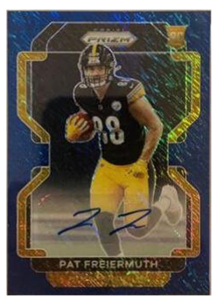 2021 Panini Prizm Base Set Pat Freiermuth Autograph Blue Shimmer #362 card