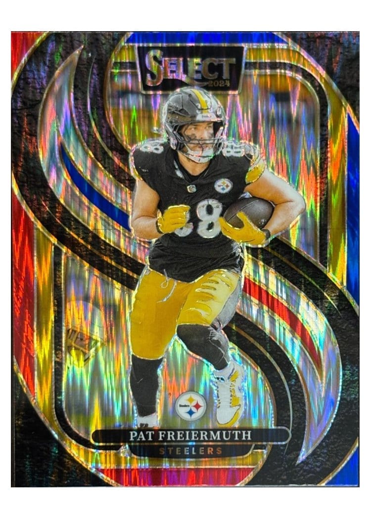 2024 Panini Select Base Set Pat Freiermuth Red Blue Prizm Shock #186 card