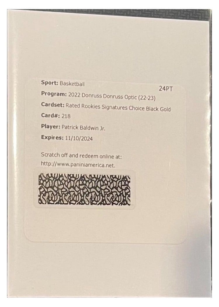 2022-23 Donruss Optic Base Set Patrick Baldwin Jr. #218 card