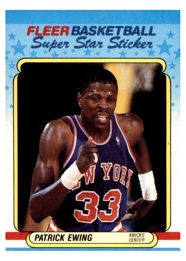 1988 Fleer Sticker Patrick Ewing #5 card