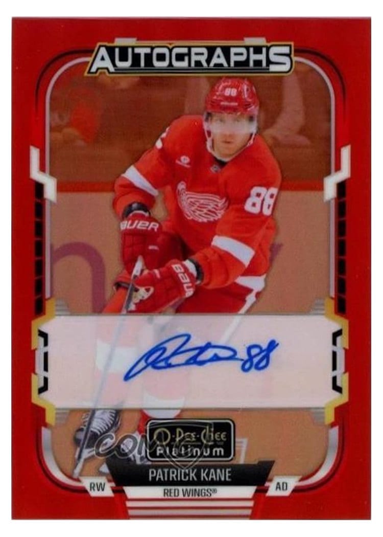 2025-26 O-Pee-Chee Platinum Red Rainbow Autos Patrick Kane #RA-PK card