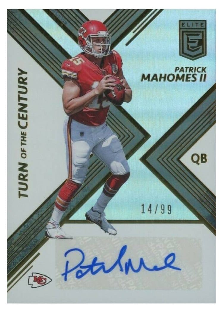 2017 Donruss Elite Turn of the Century Autographs Patrick Mahomes II #TC-5 card