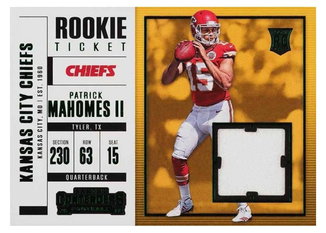 2017 Panini Contenders Rookie Ticket Swatches Patrick Mahomes II #SW-3 card