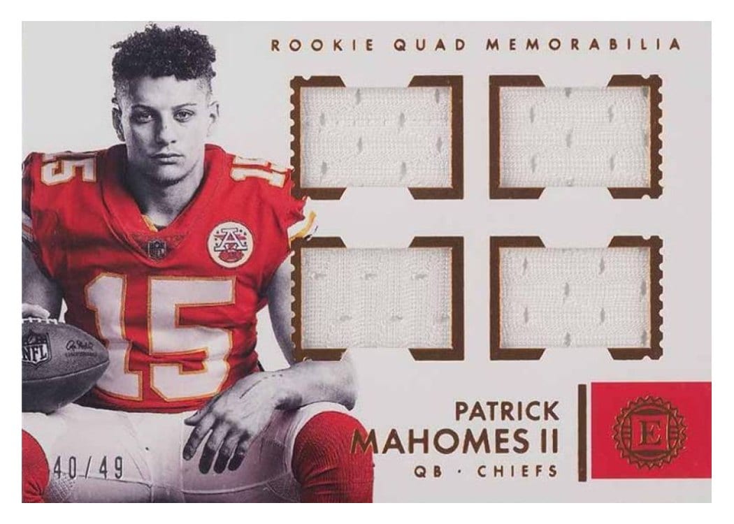2017 Panini Encased Rookie Quad Memorabilia Patrick Mahomes II #6 card