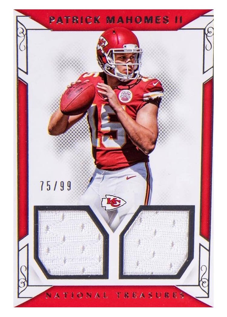 2017 Panini National Treasures Rookie Dual Materials Patrick Mahomes II #9 card