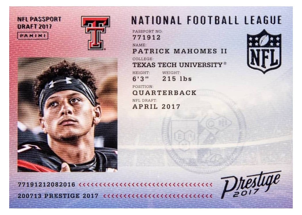 2017 Panini Prestige NFL Passport Patrick Mahomes II #5 card
