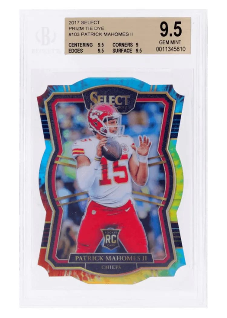 2017 Panini Select Base Set Patrick Mahomes II Tie Dye Prizm Die Cut #103