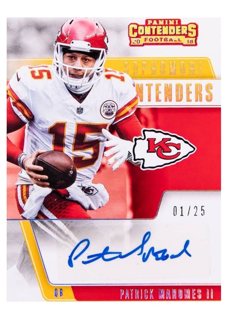 2018 Panini Contenders Sophomore Contenders Autographs Patrick Mahomes II #SC-6 card