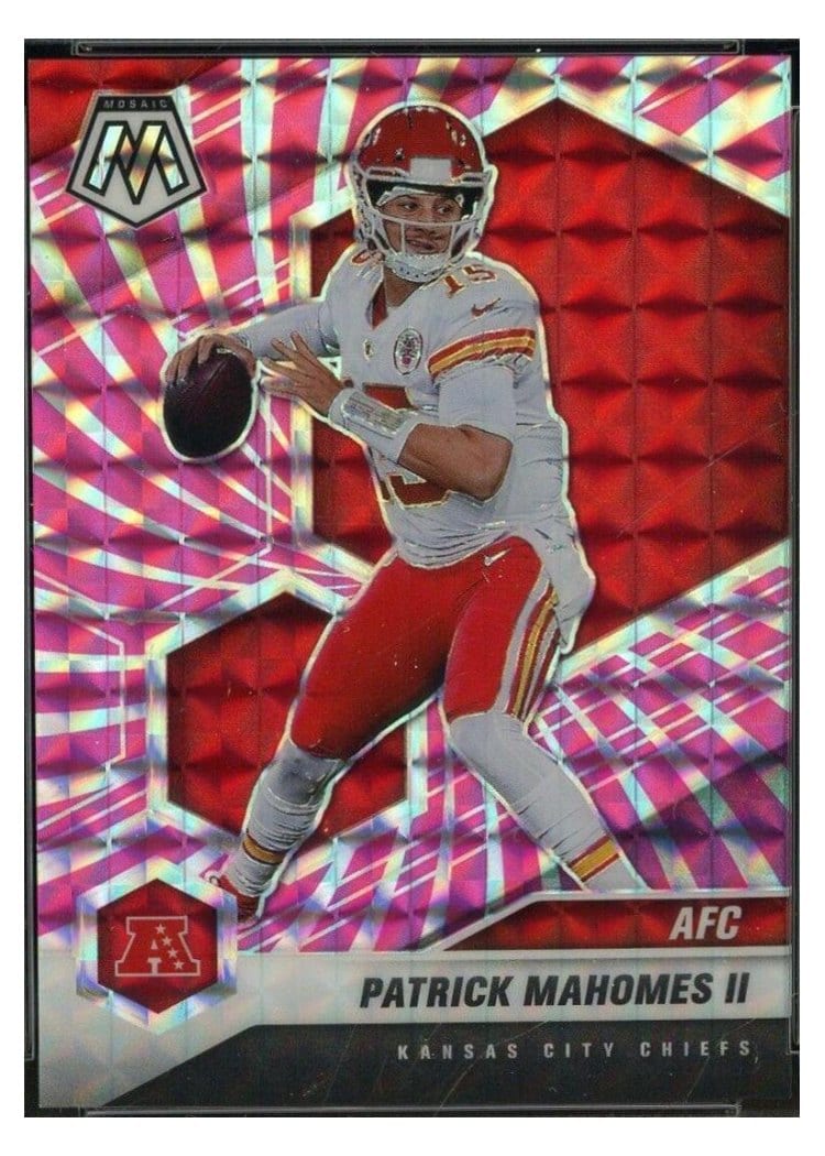2021 Panini Mosaic Base Set Patrick Mahomes II Pink Swirl Mosaic #221 card