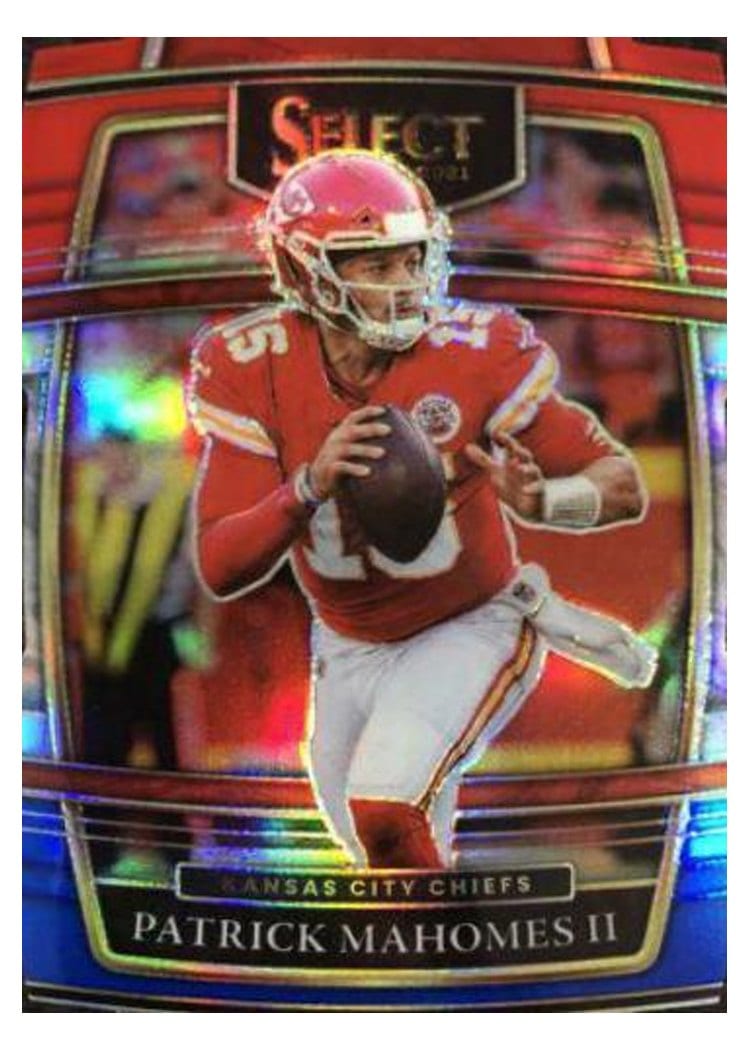 2021 Panini Select Base Set Patrick Mahomes II Red and Blue Die Cut #2 card